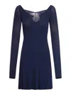 Jacquemus Womens Black Logo-plaque Slim-fit Knitted Mini Dress In Blue