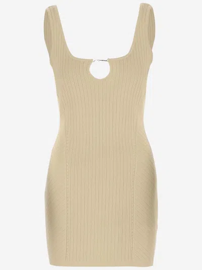 Jacquemus Womens Light Ivory La Robe Sierra Logo-plaque Knitted Mini Dress In White
