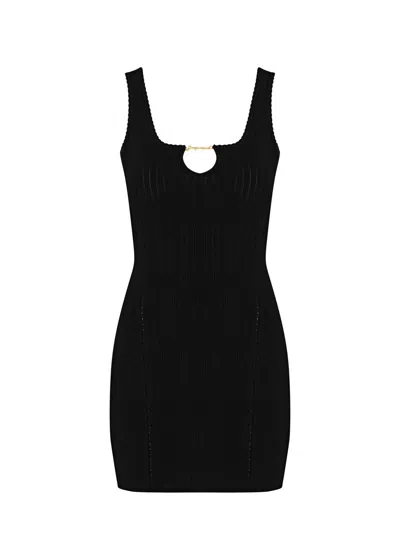 Jacquemus La Mini Robe Sierra Ribbed-knit Mini Dress In Black