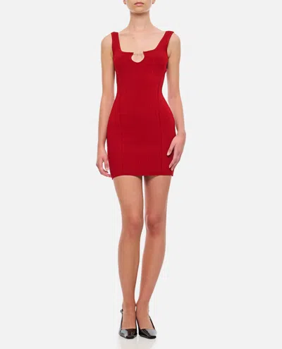 Jacquemus La Mini Robe Sierra Ribbed-knit Minidress In Red