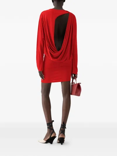 Jacquemus La Mistral Open-back Draped Dress In Red