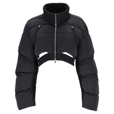 Pre-owned Jacquemus La Montage Cut-out Detail Cropped Puffer Jacket In Black