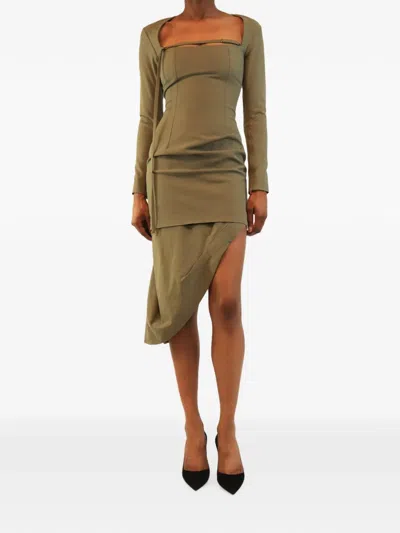 Pre-owned Jacquemus La Montagne Asymmetric Dress In Green