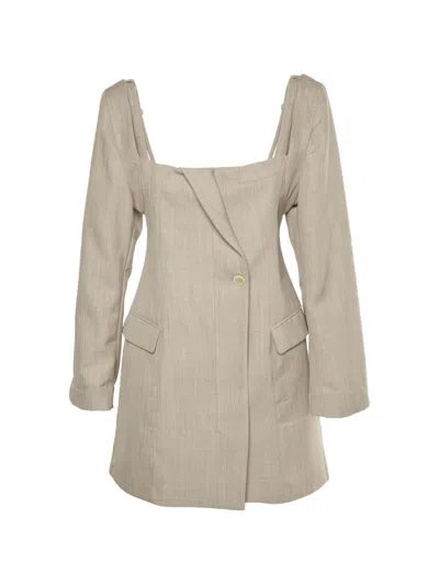 Pre-owned Jacquemus La Montagne Square-neck Midi Dress In Neutral