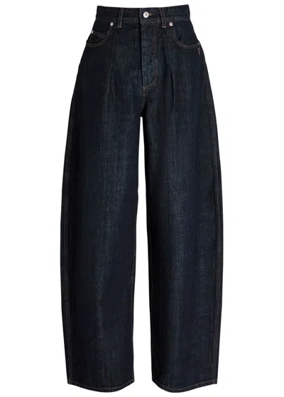 Jacquemus La Ovalo De-nîmes Wide Barrel-leg Jeans In Blue