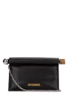 Jacquemus La Pochette Rond Carre Nappa Leather Clutch Bag In Black
