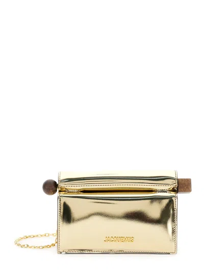 Jacquemus Beige La Pochette Rond Carr Clutch Bag In Gold