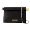 Jacquemus La Pochette Rond Carre Leather Clutch In Black