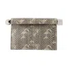 Jacquemus Small Rond Carré Python Print Leather Clutch In Neutrals