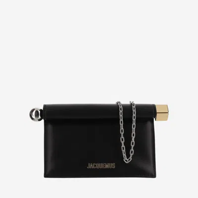 Jacquemus La Petite Pochette Rond Leather Clutch In Black