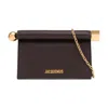 Jacquemus La Petite Pochette Rond Carré Leather Clutch In Burgundy