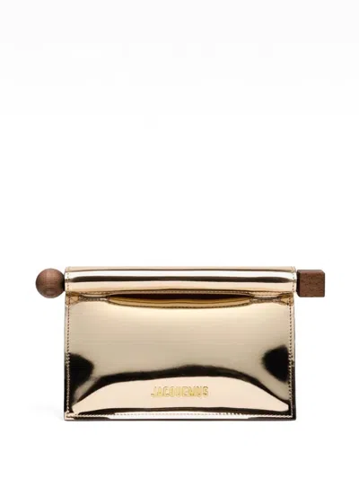 Jacquemus La Petite Pochette Rond Leather Clutch In Gold