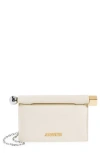 Jacquemus La Petite Pochette Rond Carré Clutch In Light Ivory 115