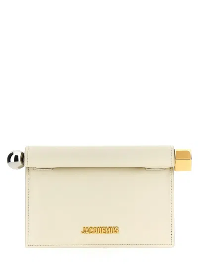 Jacquemus La Petite Pochette Rond Carré' Clutch In Neutral