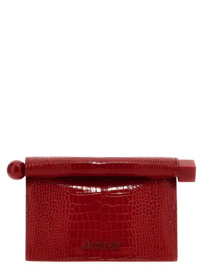 Jacquemus Women's Mini Rond Carre Clutch Bag In Red