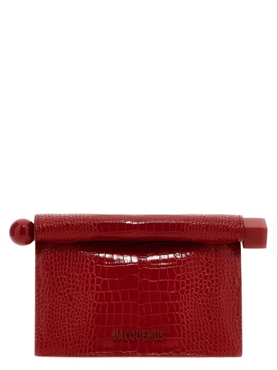 Jacquemus Women's Mini Rond Carre Clutch Bag In Red