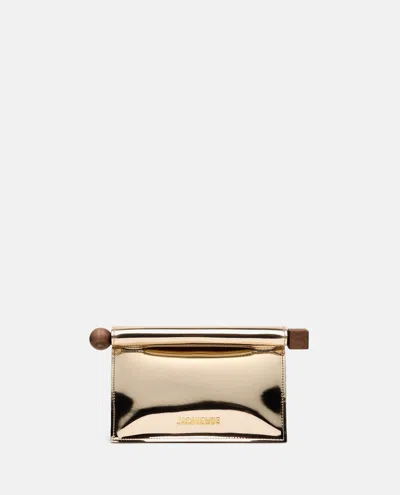 Jacquemus La Petite Pochette Rond Carre Handbag In Gold