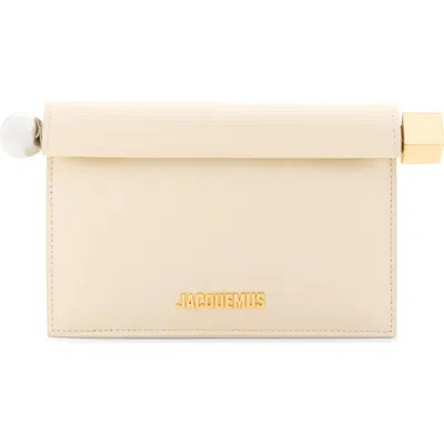 JACQUEMUS JACQUEMUS LA PETITE POCHETTE ROND CARRÉ LEATHER CLUTCH