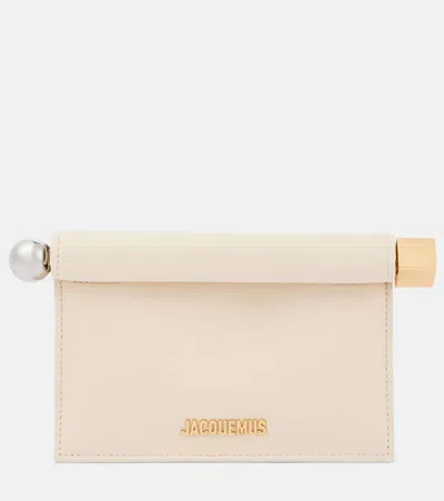 Jacquemus La Petite Pochette Rond Carré Leather Clutch In White