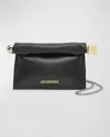 Jacquemus La Pochette Rond Carre Leather Clutch In Black