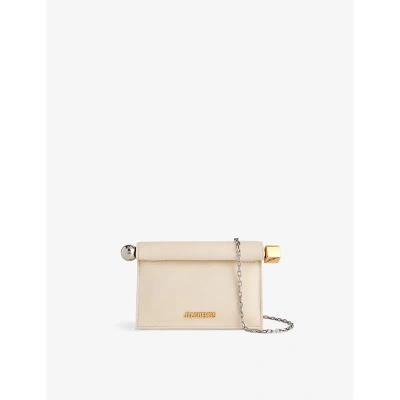 Jacquemus La Petite Pochette Rond Leather Clutch Bag In Light Ivory