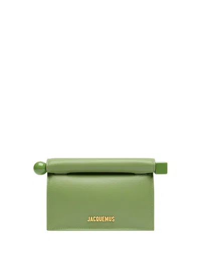 Jacquemus Womens Green La Petite Pochette Rond Leather Clutch Bag