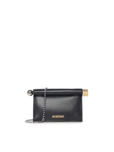 Jacquemus La Petite Rond Carré Nappa Clutch In Black
