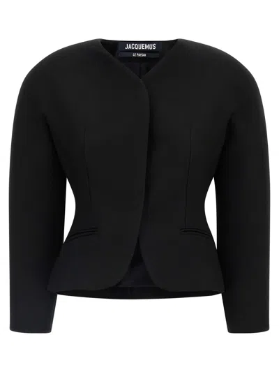 Jacquemus La Petite Veste Ovalo Blazer In Black