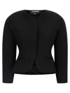 Jacquemus Tailored Blazer Peplum Structured Shoulders In Black