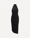 Jacquemus The Piazza Asymmetric Gathered Stretch-jersey Turtleneck Dress In Black