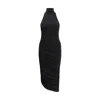 Jacquemus The Piazza Asymmetric Gathered Stretch-jersey Turtleneck Dress In Black