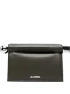 Jacquemus Womens Dark Khaki La Pochette Rond Carre Leather Clutch Bag In Gray
