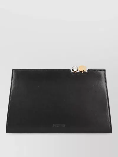 Jacquemus La Pochette Leather Clutch Bag In Black