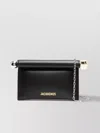 Jacquemus Rectangular Lamb Leather Clutch With Rolled Handle In Black
