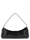 Jacquemus Curved Gold Handle Shoulder Bag In Black