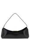 Jacquemus Curved Gold Handle Shoulder Bag In Black