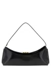 Jacquemus Curved Gold Handle Shoulder Bag In Black