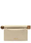 Jacquemus La Pochette Rond Carre Canvas Clutch In Sand