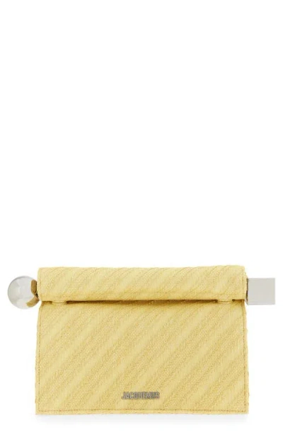 Jacquemus La Pochette Rond Carré Canvas Clutch In Yellow