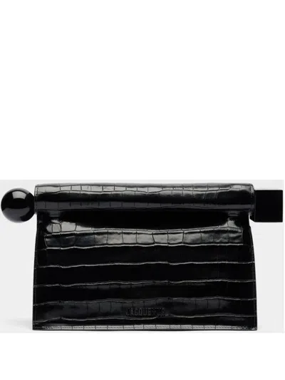 Jacquemus Square Round Clutch Bag In Black