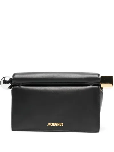 Pre-owned Jacquemus La Pochette Rond Carré Clutch Bag In Black