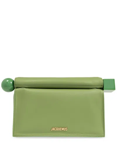 Jacquemus Womens Green La Petite Pochette Rond Leather Clutch Bag