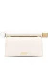 Jacquemus Ivory Leather Clutch Bag With Logo Plaque And Gold Details In Nude