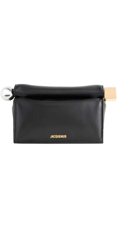 Jacquemus La Petite Pochette Rond Leather Clutch Bag In Black