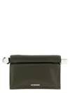 Jacquemus Womens Dark Khaki La Pochette Rond Carre Leather Clutch Bag In Brown