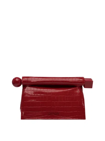 Jacquemus La Pochette Rond Carre Clutches Red