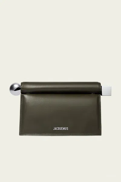 Jacquemus La Pochette Rond Carre In Dark Khaki