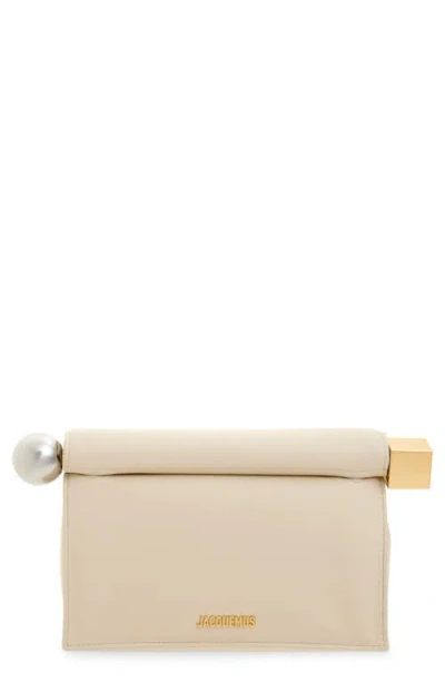 Jacquemus La Pochette Rond Carré Leather Clutch In Animal Print