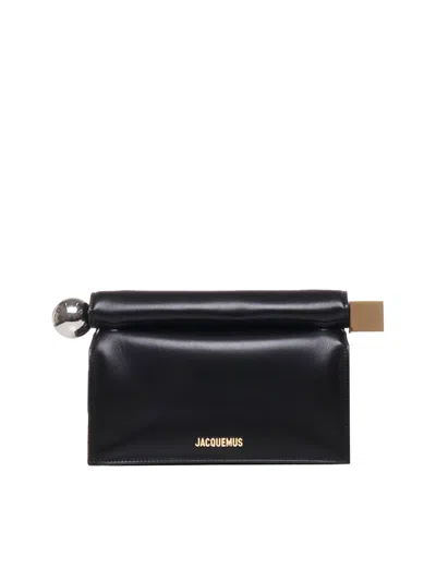 Jacquemus La Pochette Rond Carré Leather Clutch In Black
