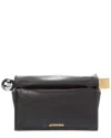 Jacquemus Rectangular Lamb Leather Clutch With Rolled Handle In Black